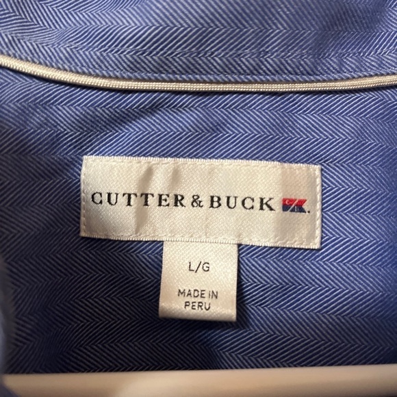Cutter and Buck 100% Cotton Blue Long Sleeve Button Front Dress Shirt L - Picture 3 of 4